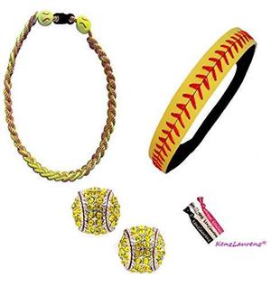 Softball Headband Set - Cuero Cosido Headbands Amarillo Con