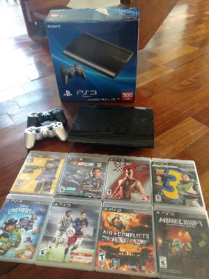 PS3 con 2 joysticks y 8 juegos (500gb)