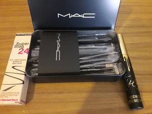 Brochas Mac x 12 rimel kylie y delineador liquido maybelline