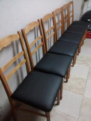 Seis sillas de madera