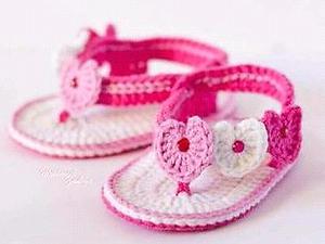 Sandalias de bebe de 0 a 6 meses tejidas al crochet