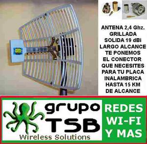 Antena Grillada 2,4 Ghz. 19dbi Rango Extendido