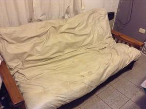 Futon 3 cuerpos cama doble con colchón. De pino