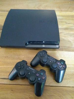 PS3 slim 120 gb con dos controles y dos juegos digitales