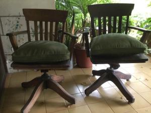 3 sillas roble antiguas giratoria