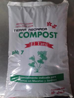 TIERRA ABONADA CON COMPOST ORGANICO BOLSA 10 LITROS (10DM3)