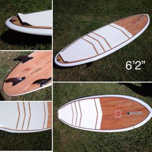 Tabla Kite y Surf X-torsion 6'2 Epoxy Bamboo Quillas Funda