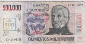 Billete Argentino Antiguo Quinientos Mil Pesos, Buen Estado