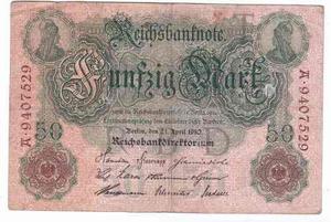 Billete -alemania Reich - 50 Mark -  - Subasta -tesoros