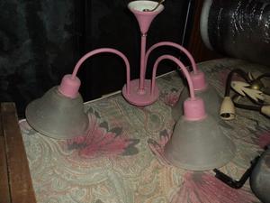 araña de 3 lamparas rosa pastel