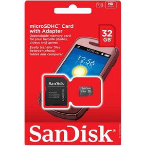 Memoria Micro Sd 32gb Clase 4 Sandisk Adaptador Sd