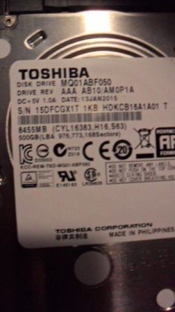 DISCO NOTEBOOK TOSHIBA 500GB SATA SIRVE TAMBIÈN PARA