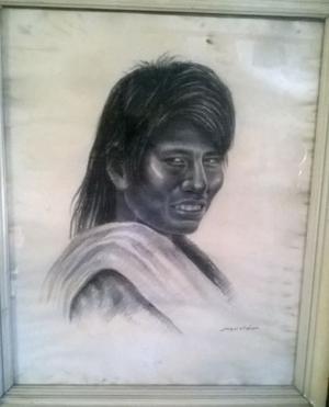 Espectacular Dibujo De Aborigen Toba Chaco De Menoldo Diaz