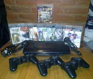 Ps3 Slim 500gb + 3 Joystick + 12 Juegos + Expansiones