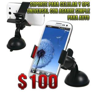 SOPORTE GPS CELULAR UNIVERSAL PARA AUTO - AGARRE SIMPLE -