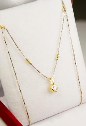 Conjunto Cadena Plata Y Oro Con Dije Corazon Oro 18k