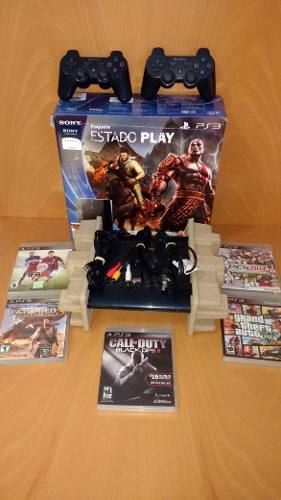 Playstation 3 Slim 500 Gb + 2 Joysticks + 8 Juegos