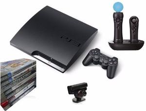 Playstation 3 Slim a + Joy + Move + Naveg + Cam + Juegos