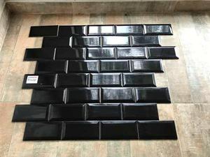 Revestimiento Azulejo Bicelado Roca Bisote Negro 7,5x15,4