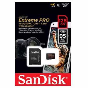 Sandisk Extreme Pro Micro Sd 128 Gb 95 Mb/s Con Adaptador Sd