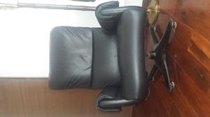 Sillon reclinable cuero vacuno con palanca y apoya brazos