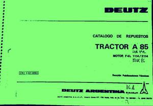 Manual De Repuestos Tractor Deutz A85 Fahr 86 Caja De 4ta