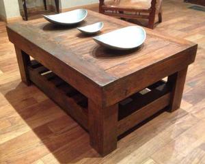 Mesa Ratona De Madera Maciza De Eucalipto - Con Estante