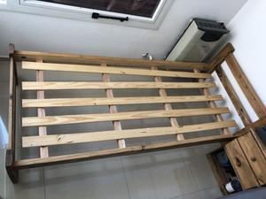 CAMA PINO 1 PLAZA CON PÁTINA DE CERA