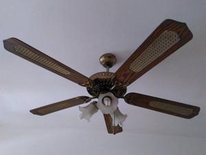 Ventilador De Techo 5 Aspas De Madera Con 5 Portafocos