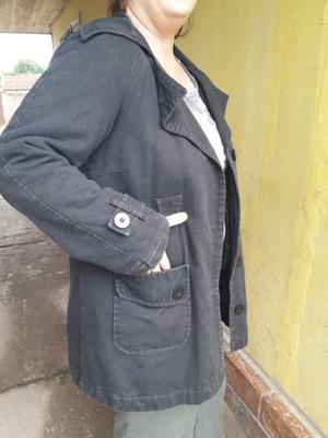 campera tipo trench negra super abrigada