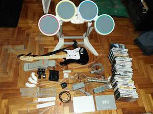 Consola Nintendo Wii Guitarra Bateria Joystick Juegos