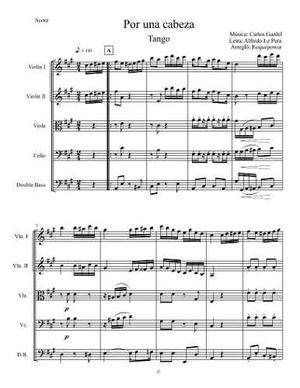 Por Una Cabeza - Tango -partitura Quinteto De Cuerdas