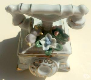 Antiguo alhajero forma teléfono de ceramica