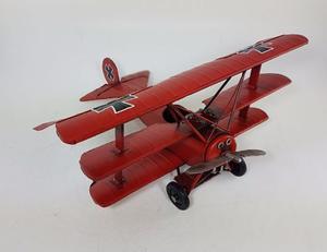 Avion Antiguo Triple Ala Miniatura Decorativo Chapa Escala
