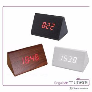 Reloj Despertador Digital Madera -munera- Regalos Originales