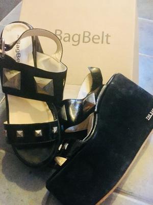 ZAPATOS THE BAG AND THE BELT 38 USADO SOLO 3 VECES NEGROS,