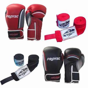 Combo Kit Boxeo Kick Boxing Par Guantes Exclusive + Vendas