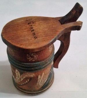 Antiguo e importado jarro tankard de madera