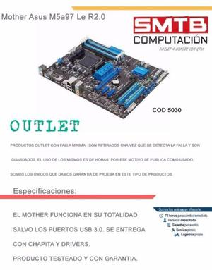 Mother Asus M5a 97 Le r2.0 Am3 Soporta Fx Ddr3 con detalle