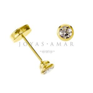 Aros Abridores Oro 18k Chispita Piedra Cubic Lili Garantia