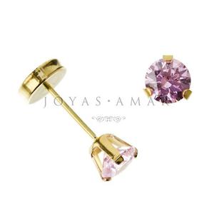 Aros Abridores Oro 18k Grifa Grande Piedra Cubic 4mm Lili