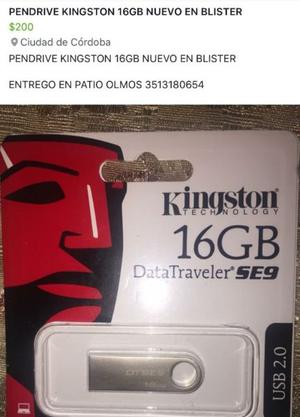 PENDRIVE KINGSTON 16GB NUEVO EN BLISTER CERRADO