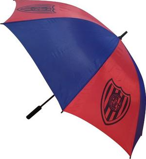 Paraguas Azul Y Rojo Gigante Con Escudo De San Lorenzo