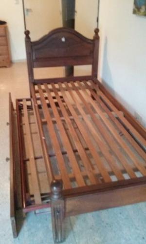 Cama de algarrobo 1 plaza con carrito