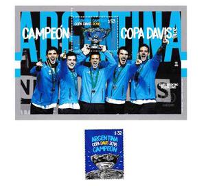  Block Y Sello Argentina Campeon De La Copa Davis