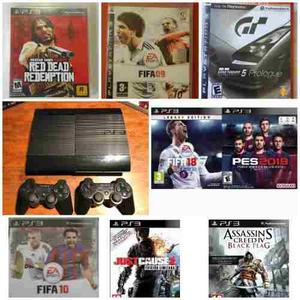 Ps3 Ultra Slim,completa,260gb,4 Juegos Cd Y Varios Digitales