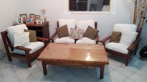 juego de sillones de algarrobo con almohadones