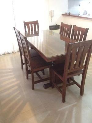 Juego De Comedor, En Algarrobo Lustrado (madervent)