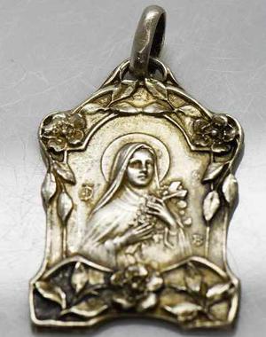 Medalla Antiguo Francesa Sainte Therese Plata  Grs