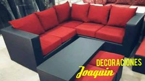 ESQUINERO COMBINADO EN ECOCUERO Y TELA CHENILLE CON PLACAS